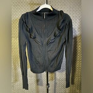 NANETTE LEPORE Victorian Ruffle Cardigan Black Size L